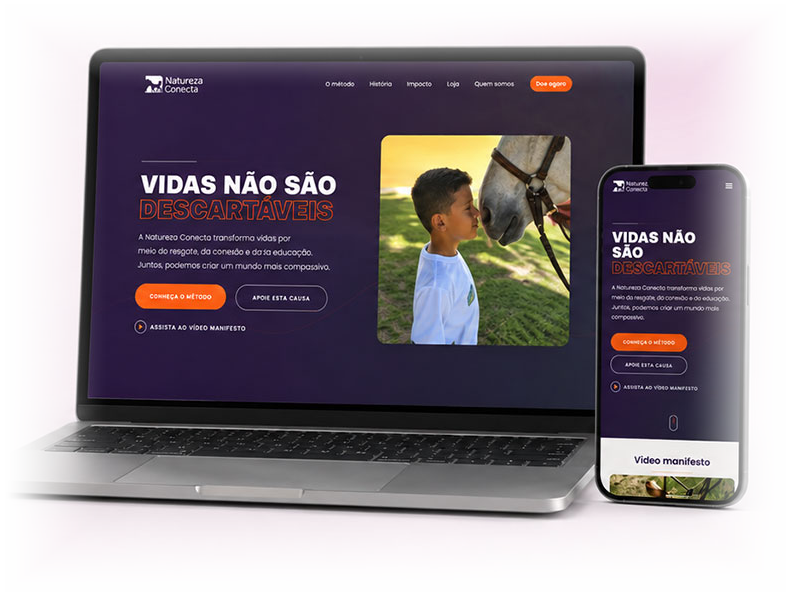 Site responsivo desenvolvido pela Webgui exibido em notebook e celular