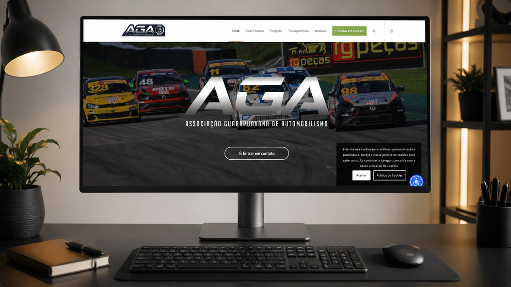 Site da AGA — Associação Guarapuavana de Automobilismo, desenvolvido pela Webgui