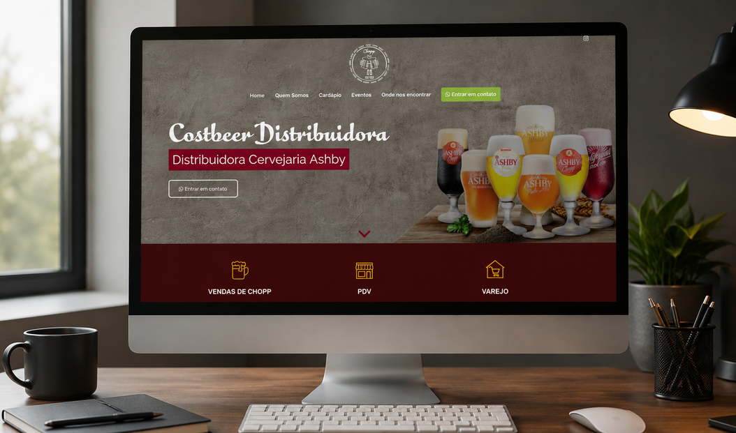 Site da Costbeer Distribuidora, cervejaria Ashby, desenvolvido pela Webgui