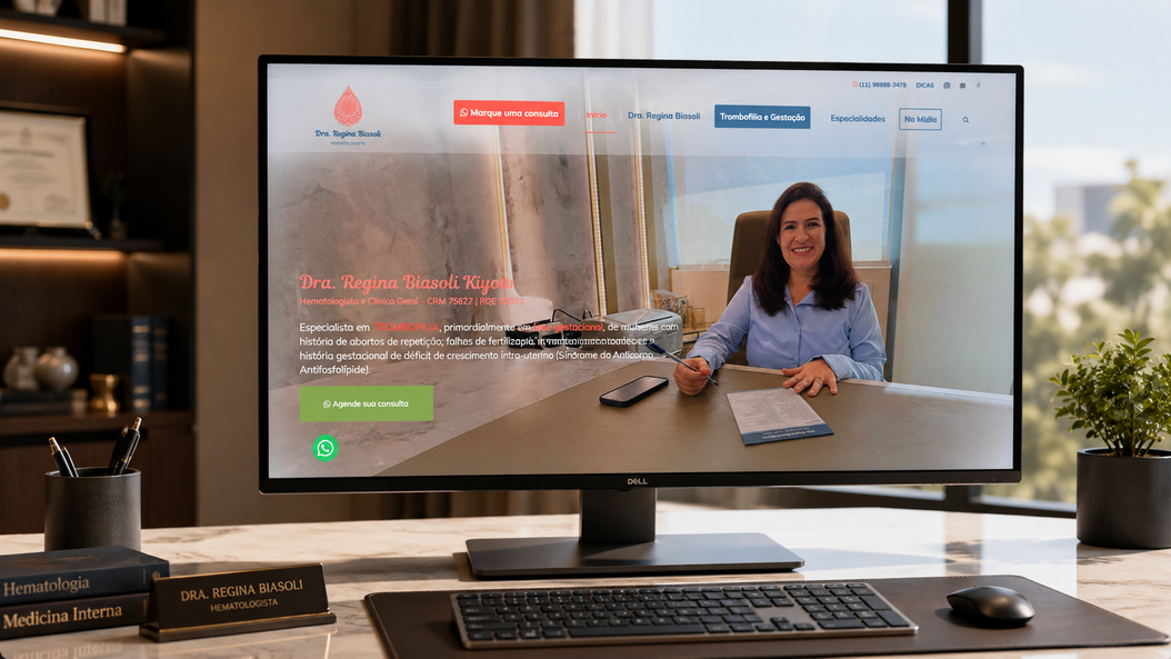 Site da Dra. Regina Biasoli, hematologista, desenvolvido pela Webgui